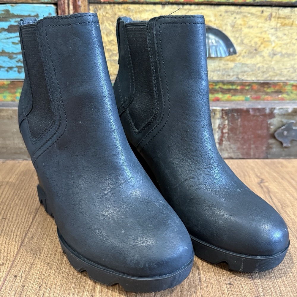 Sorel Womens Joan‎ Uptown NL3788-010 Black Leather Pull On Chelsea Boots Size 5